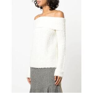 Cinq à Sept Leya Off‎ Shoulder Ivory Sweater NWT Size Large